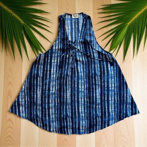 Show Me Your Mumu Blue Tie-Dye Lace Up Mini Dress - Size Medium - Picture 8 of 15